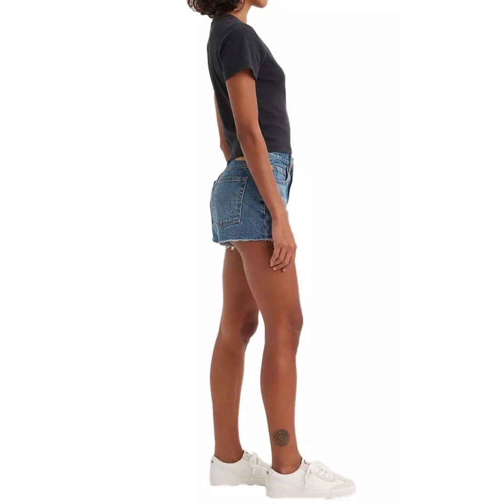 Levi's 501 Original HR Denim Cut Off Shorts Darn It Distressed 32 NWT - Picture 2 of 8